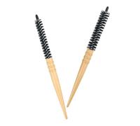 DIYEAH Cepillo de Madera Redondo para Cabello 2 Piezas Pequeño y Grande, Cepillo Portátil Antiestático Cerdas de Nailon, Masajeador Cómodo para Cuero Cabelludo, Adecuado para Peinado