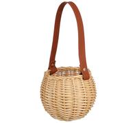 DIYEAH Cesta de Mimbre Tejida a Mano para Flores Cesta de Mano Portátil con Cuerda de Piel para Arreglos Florísticos y Niñas para Jardín y Eventos