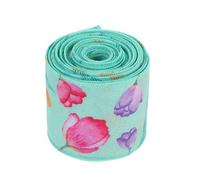 DIYEAH Cinta Floral de Poliéster Alambre de Hierro para Decoraciones de Primavera y Día Madre, Resistente al Desvanecimiento, Fácil de Cortar y Atar para Manualidades