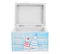 DIYEAH Cofre Pequeño con Diseño Oceánico para Joyas y Recuerdos Almacenamiento de Souvenirs de Playa Decoración Vintage para