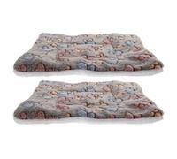 DIYEAH Colchoneta para Mascotas 2 Piezas Color Café Estampado de Huellas Cojín Cálido y Transpirable para Sofá Cama para Jaula de Perros y Gatos Lavable y Resistente para Viajes y Uso