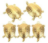 DIYEAH Colgantes de Tortuga Vintage de Latón Amarillo, 5 Piezas, Dijes para Llavero y Collar, Accesorios Artesanales para Bolsos y Manualidades, Amuletos de Joyería Tortuga para