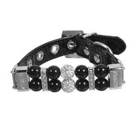 DIYEAH Collar de Perlas para Perro Atractivo Cristales y Cuero para Niñas y Mascotas Pequeñas Ajustable y Moderno