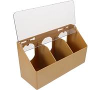 DIYEAH Comedero Multifuncional para y Loros Tres Compartimentos Plástico Resistente Color Café Tapa Antisalpicaduras Adecuado para Jaulas y Alimentación de Aves Pequeñas