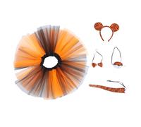 DIYEAH Complementos Disfraz Adulto Diadema de Orejas de Tigre y Falda de Tul Negra y Naranja, Accesorios para Fotos y Fiestas Temáticas