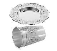 DIYEAH Copa de Vino Plateada con Platillo para Shabat y Pascua Copa Kiddush Ligera y Versátil para Celebraciones Religiosas y Eventos Festivos Símbolo de Fe y Tradición para Licor Vino y