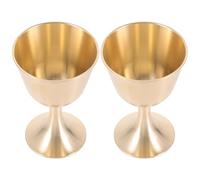 DIYEAH Copas de Vino de Latón Grandes 8 CM Juego de 2 Unidades Copa de Ofrenda Resistente al Desgaste para Rituales y Decoración del Hogar para Escritorio y Ceremonias