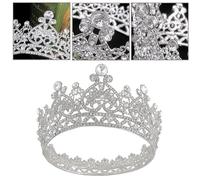 DIYEAH Corona de Novia Diadema Única de Aleación Circonitas, Plata, Aro Fijo de Seguridad, para Damas de Honor y Mujeres, Boda y Ceremonia