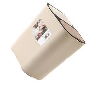DIYEAH Cubo de Basura Doble Tapa Abatible para Hogar Plástico PP Beige Doble Compartimento para Separación Seca y Húmeda Papelera Doméstica Clasificada para Cocina y Oficina