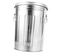 DIYEAH Cubo de Basura Metálico Redondo con Tapa Papelera Exterior Elegante y Resistente para Jardín y Hogar Contenedor de Residuos Reciclables Diseño Minimalista y Moderno