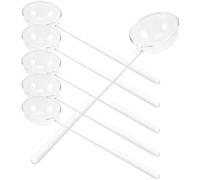 DIYEAH Cuchara de Vidrio Transparente Resistente al Calor Kit de 6 Piezas Mango Largo Cucharas para Café Postres y Helados Utensilios Esenciales para Cocina y Restaurante