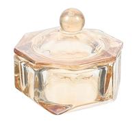 DIYEAH Cuenco de Cristal para Uñas Tapa 1 Unidad Tamaño Pequeño Color Ámbar Champán Recipiente para Líquidos Herramientas de Manicura Profesional Salón Uso Exclusivo
