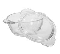 DIYEAH Cuenco de Vidrio Resistente al Calor con Tapa para Vaporera de Huevos Microondas Multiuso para Pudin y Postres Ligero y Duradero para Cocina Doméstica