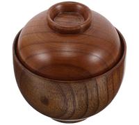 DIYEAH Cuenco Japonés de Miso con Tapa de Madera Resistente y Versátil para Servir Sopa Arroz y Fideos Diseño Tradicional Asiático para Cocina Japonesa