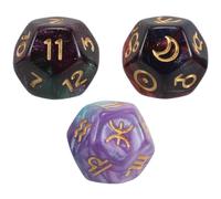 DIYEAH Dados Signos del Zodíaco de 12 Caras en Resina, Pack de 3 Dados para Tarot y Juegos de Cartas Diseño Único para Aficionados Astrología