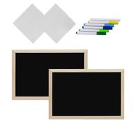 DIYEAH de Madera para Escritorio Pizarra Borrable con Marco Natural Rotuladores de Colores y Paños de Limpieza Reutilizable para Mensajes Casa Oficina o Escuela