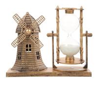 DIYEAH Decoración Vintage para Mesa Reloj de Arena y Faro Dorado Adorno Náutico Compacto y Seguro para Oficina y Hogar Centro de Mesa Decorativo Elegante