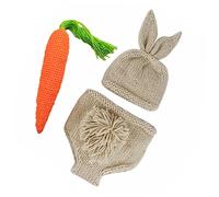 DIYEAH Disfraz Recién Nacido Conejo Pascua Niña para Sesión Fotos Traje de Ganchillo con Sombrero y Pantalones Accesorio Fotográfico Unisex para Bebés
