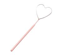 DIYEAH Espejo para Extensión de Pestañas, Espejo de Inspección de Pestañas Portátil Forma de Corazón, Acero Inoxidable y Vidrio, Rosa, para Maquilladores Profesionales