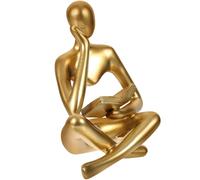 DIYEAH Estatua Pensador Resina Abstracta Dorada Figura Decorativa para Salón y Oficina Adorno Minimalista para Mesa y Estantería Escultura Artística Elegante