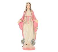DIYEAH Estatua Virgen María de Resina Rosa Elegante Figura Religiosa Decorativa Compacta para Hogar y Escritorio Adorno Duradero Afilados