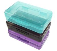 DIYEAH Estuche de 3 Piezas con Tapa: Organizador de bolígrafos de plástico de Colores, Gran Capacidad y apilable. Incluye contenedor rígido para Pinceles, Ideal para Material Escolar y de Oficina.