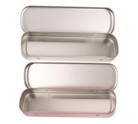 DIYEAH Estuche Metálico Rectangular para Bolígrafos 2 Unidades Color Plata y Morado, Compacto y Duradero, Organizado para Estudiantes y Oficina, Uso Diario y Escolar, Fácil Transporte