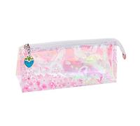 DIYEAH Estuche para Bolígrafos Sakura Glow Rosa Lentejuelas Portalápices Patrón de Flor Bolsa de Papelería para Estudiantes Estuche de Lápices Transparente