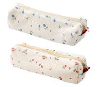 DIYEAH Estuche Pequeño para Lápices y Bolígrafos para Estudiantes y Adultos, 2 Unidades Azul y Rosa, Cremallera Resistente, Portátil para Escuela, Oficina y Cosméticos, Uso Diario