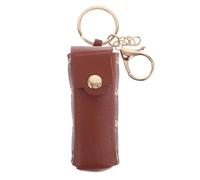 DIYEAH Estuche Portátil para Pintalabios Marrón de PU Llavero Metálico, Funda Protectora Vintage para Lápiz Labial y Brillo de Labios, Adecuado para Bolso y Viaje