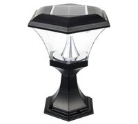 DIYEAH Farola Solar de Jardín LED, Luz de Pilar para Exteriores, Plástico Negro, Carga Solar, Adecuado para Patio y Césped