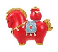 DIYEAH Figura de Caballo Decorativa de Resina Roja, Adorno Creativo para Hogar y Oficina, Estatua Pequeña para Decoración de Año Chino, Acento Artístico y Símbolo de Buena Suerte