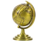 DIYEAH Globo Terráqueo de Escritorio en Metal con Diseño Retro, Mini Adorno Giratorio para Oficina y Área de Estudio, Color Dorado con Base Firme