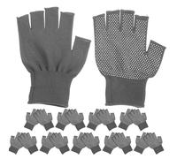 DIYEAH Guantes sin Dedos de Trabajo Antideslizantes 10 Pares, Guantes de Medio Dedo Transpirables y Resistentes para Ciclismo, Senderismo y Uso Diario, Color Gris, Tamaño Medio