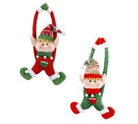 DIYEAH Hebillas para Cortinas Navideñas 2 Piezas Colgantes de Puerta Diseño de Duende Rojo y Verde Accesorios Decorativos para Festival Ideales para Decoración de Puertas y Cortinas