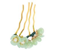 DIYEAH Horquilla de Jade Floral Tradicional Cabello, Accesorio Clásico Chino Diseño de Flores, Pinza Elegante para Moños, Adecuado para Mujer y Niña, Uso Diario y Ocasiones Obsequios