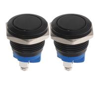 DIYEAH Interruptor Pulsador Momentáneo Carcasa Negra de Abs y Acero Inoxidable 2 Piezas de 16mm Diseño y Autoreinicio para Maquinaria Industrial y Camiones