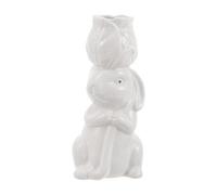 DIYEAH Jarrón de Cerámica en Forma de Conejo de Color Claro, Centro de Mesa Rústico para Decoración de Hogar, Oficina y Cocina, Adecuado para Pascua y Celebraciones, Diseño