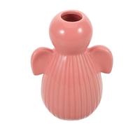 DIYEAH Jarrón de Cerámica Rosa Pequeño Figura de Ángel, Florero Tallo Esmaltado, Decoración Espiritual para Mesa Navideña y Centro de Mesa para Habitación de Ñiño