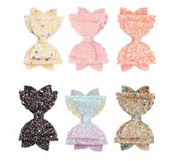 DIYEAH Juego 6 Pinzas Pelo Lazo de Lentejuelas Dobles y Ondas, Accesorios Cabello Hechos a Mano, Diseño Brillante Multicolor, Clips Decorativos para Niñas y Uso Diario Color Aleatorio