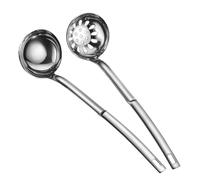 DIYEAH Juego de 2 Cucharas Coladoras de Acero Inoxidable 304 Mango Largo Cucharón y Cuchara Ranurada para Olla Caliente Ideales para Cocinar y Servir Sopa la Cocina
