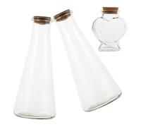 DIYEAH Juego de 3 Botellas Decorativas de Vidrio Tapón de Corcho para Ceremonia de Arena de Boda Set 2 Botellas Cónicas Adecuado para Regalos de Matrimonio y Decoración