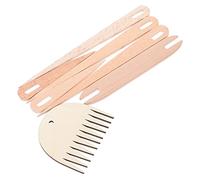 DIYEAH Juego de Accesorios de Costura de Madera 7 Piezas, Palos para Telar a Mano Agujas de Tejer y Lanzaderas, Color Madera Natural, para Manualidades y Tejido de Tapices y Bufandas,