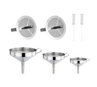 DIYEAH Juego de Embudos de Acero Inoxidable 304 Filtro Fino, Set de 3 Tamaños (10cm, 12cm, 14cm) y 2 Filtros de Malla para Cocina, Accesorio Práctico para Colar y Transferir Líquidos