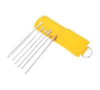 DIYEAH Kit de 6 Piezas Palillos para Quitar la Cera del Oído y Herramientas para Eliminar el Cerumen de Acero Inoxidable con Estuche Portátil Amarillo, Limpieza para Uso en Casa y Viajes