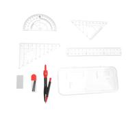 DIYEAH Kit de Compás Metálico de Dibujo Matemático Regla y Transportador | Juego Portátil para Medir Ángulos, Uso en Clase de Geometría y Hogar, 1 Set, Plástico y Metal Color Aleatorio
