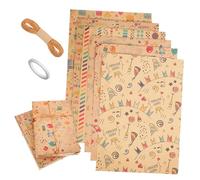 DIYEAH Kit De Papel De Envolver 6 Hojas 50x70cm Papel Kraft Con Estampados 2 Rollos De Cinta y Pegatinas