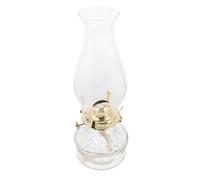 DIYEAH Lámpara de Aceite Vintage con Pantalla de Cristal Transparente Base Redonda Metálica Brillo Ajustable Lámpara Rústica para Decoración Interior y Luz Ambiental Hogar