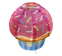 DIYEAH Lámpara de mesa con forma de cono de helado, plegable, de tela, luz nocturna para decoración de fiestas, tamaño pequeño, funciona con pilas.