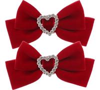 DIYEAH Lazos Cabello para Niñas en Terciopelo Rojo, Pinzas de Cocodrilo Que Permanecen en Su Lugar y Previenen Resbalones, Ideales para Cumpleaños y Navidad